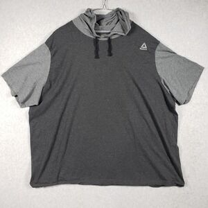 Reebok Big Tall Hoodie T Shirt Gray Short Sleeve Athletic Athleisure 6XL
